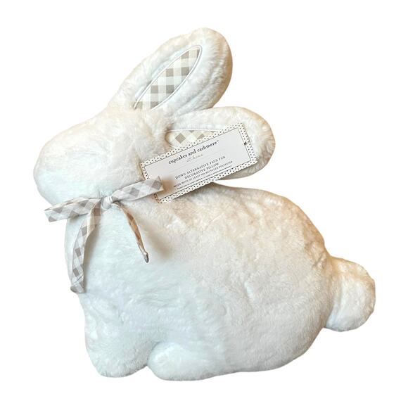 Cupcakes & Cashmere WHITE Bunny Rabbit Throw Pillow Easter Spring Farmhouse New - Picture 1 of 10